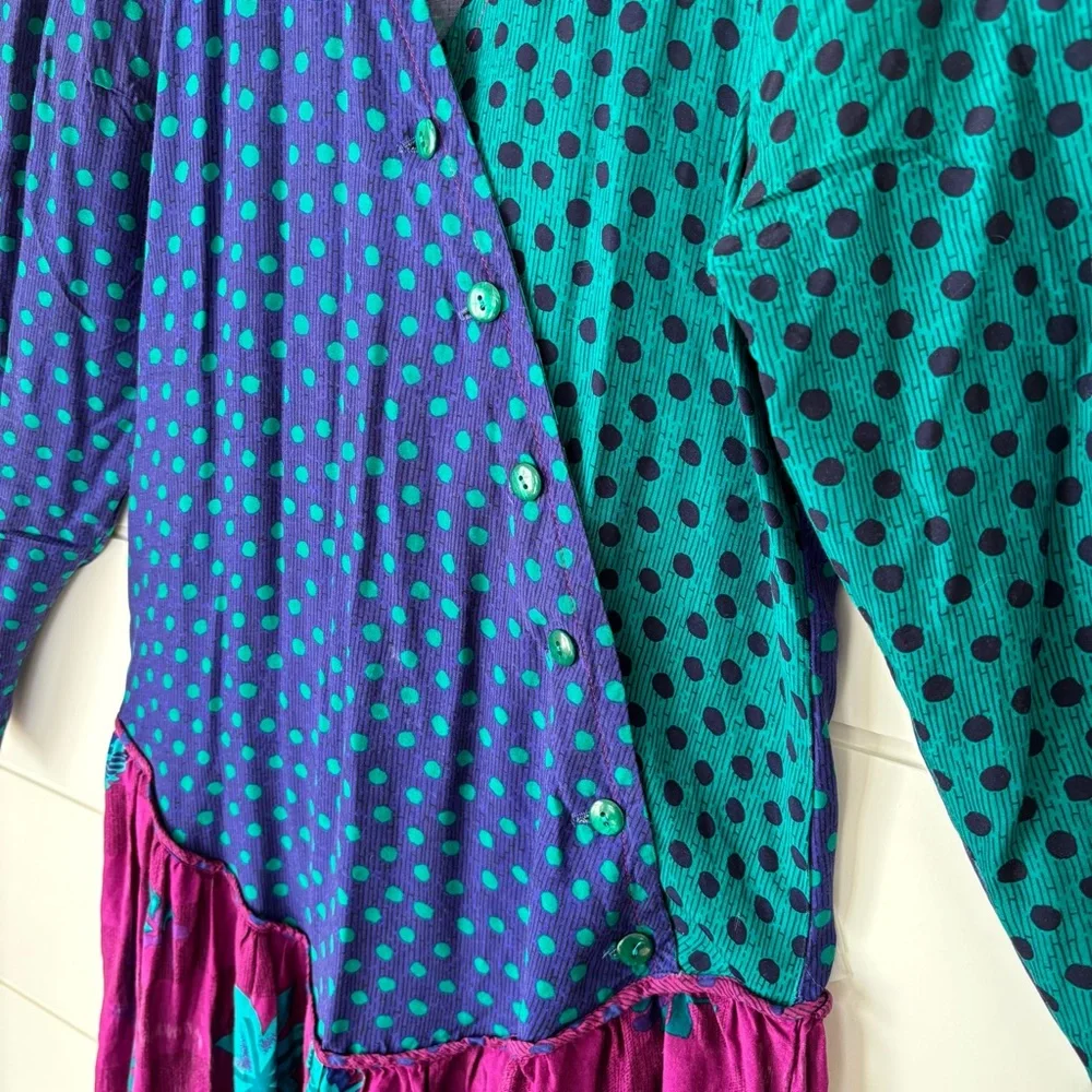 Jeanne Marc Iconic Vintage 80s Colorful Long Sleeve Dress Size 4
